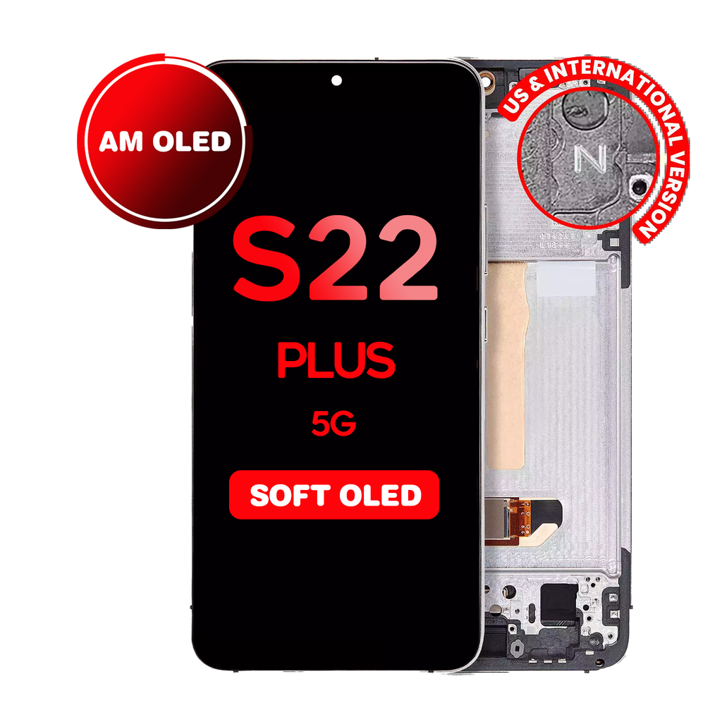 OLED Assembly for Samsung Galaxy S22 Plus (S906) with Frame (US & International Version) (Aftermarket - OLED) (White)
