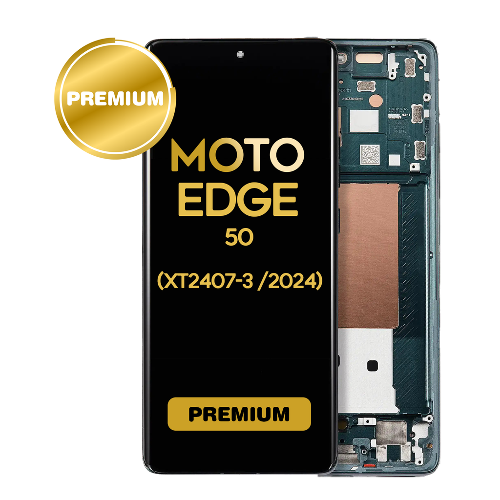 OLED Assembly With Frame For Motorola Moto Edge 50 (XT2407-3 / 2024) (Premium) (Jungle Green)