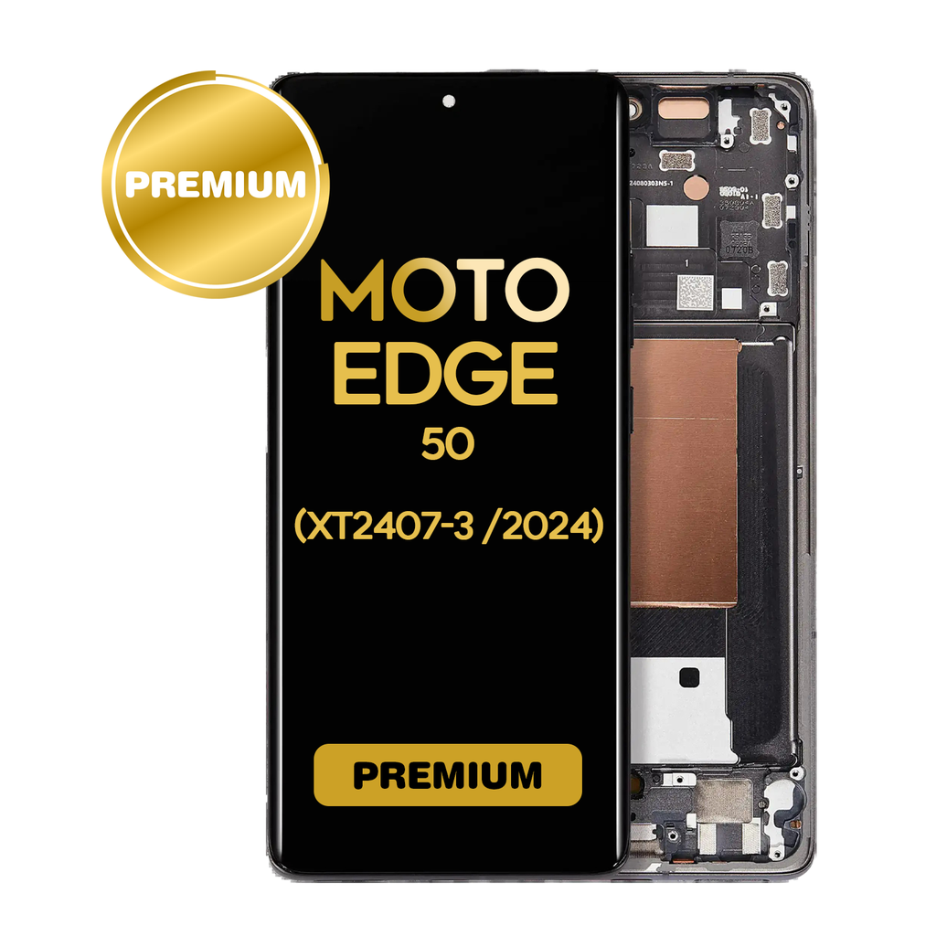 OLED Assembly With Frame For Motorola Moto Edge 50 (XT2407-3 / 2024) (Premium) (Koala Gray)