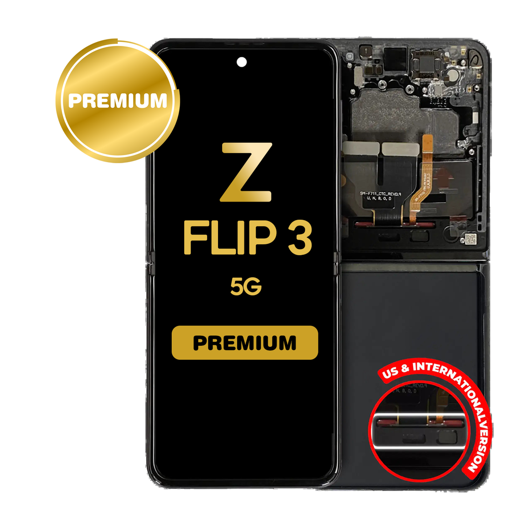 OLED Assembly (Inner) for Samsung Galaxy Z Flip 3 5G (F711) With Frame - Black (Premium)