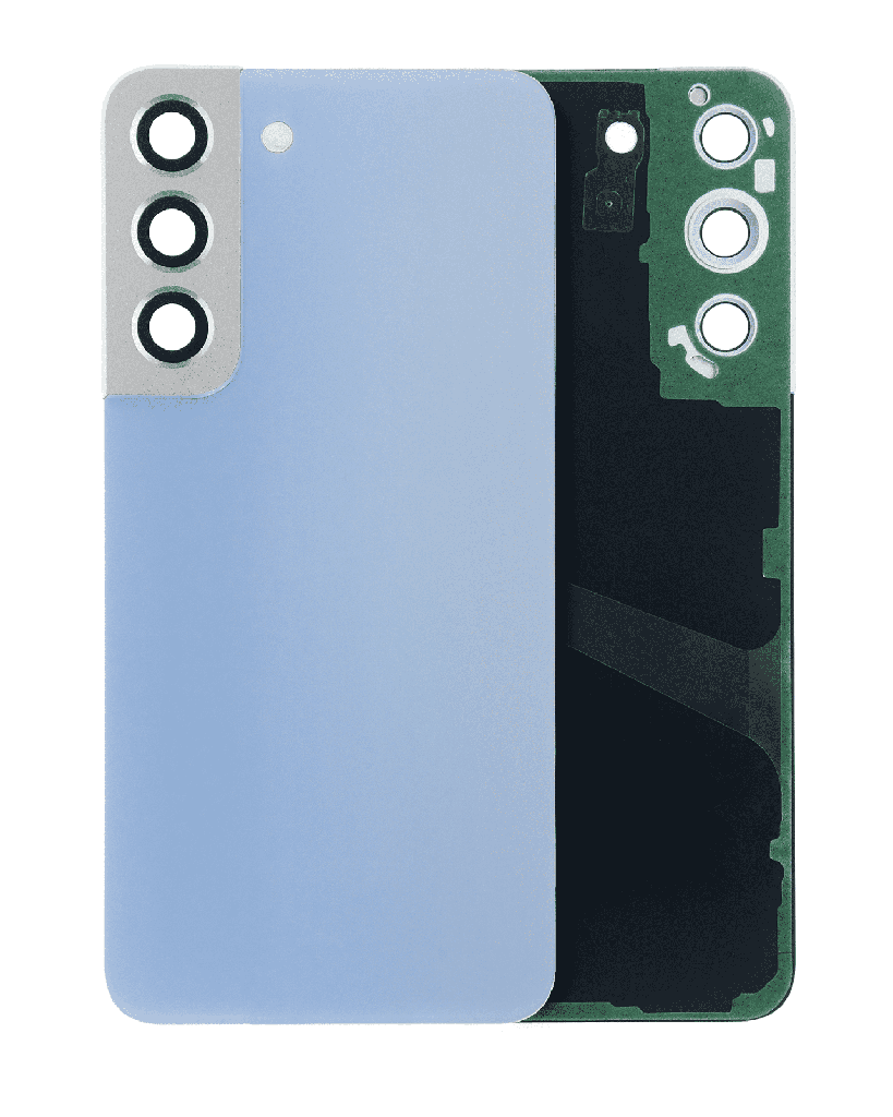 Back Cover Glass With Camera Lens For Samsung Galaxy S22 5G (No Logo) (Sky Blue)