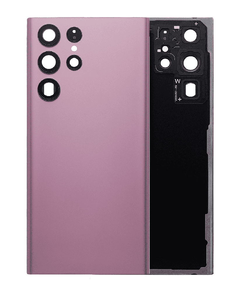 Back Cover Glass With Camera Lens For Samsung Galaxy S22 Ultra 5G (No Logo) (Burgundy)