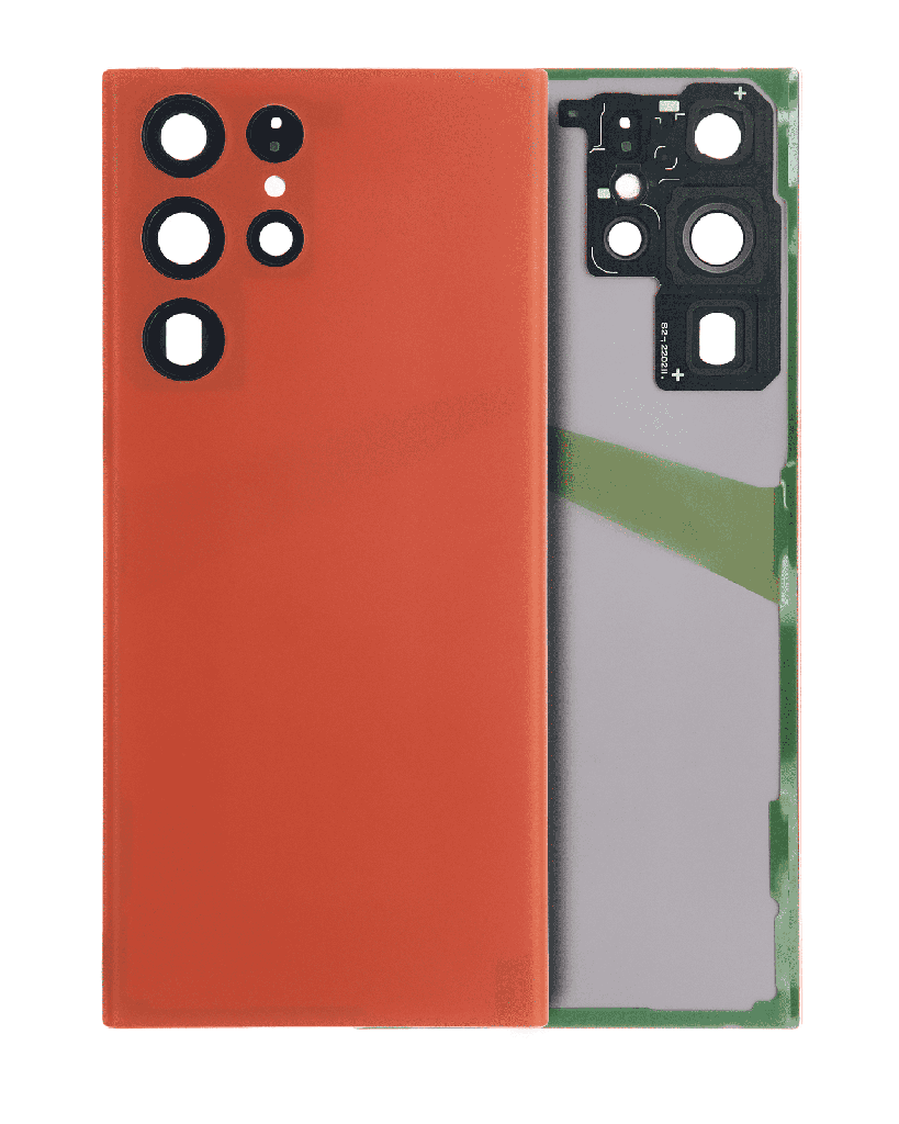 Back Cover Glass With Camera Lens For Samsung Galaxy S22 Ultra 5G (No Logo) (Red)