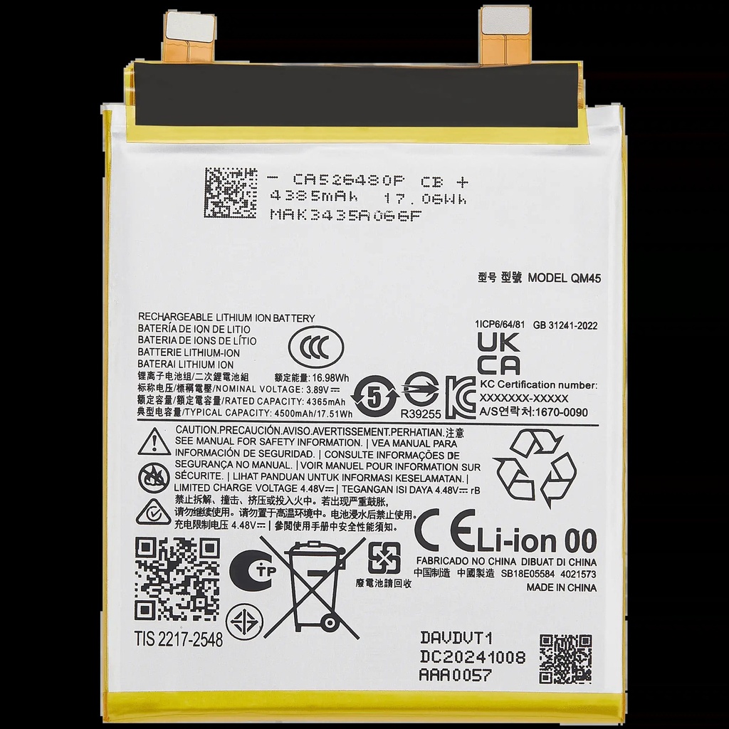 Battery For Motorola Moto Edge 50 Pro (XT2403 / 2024) (QM45) (Ground Shipping Only)