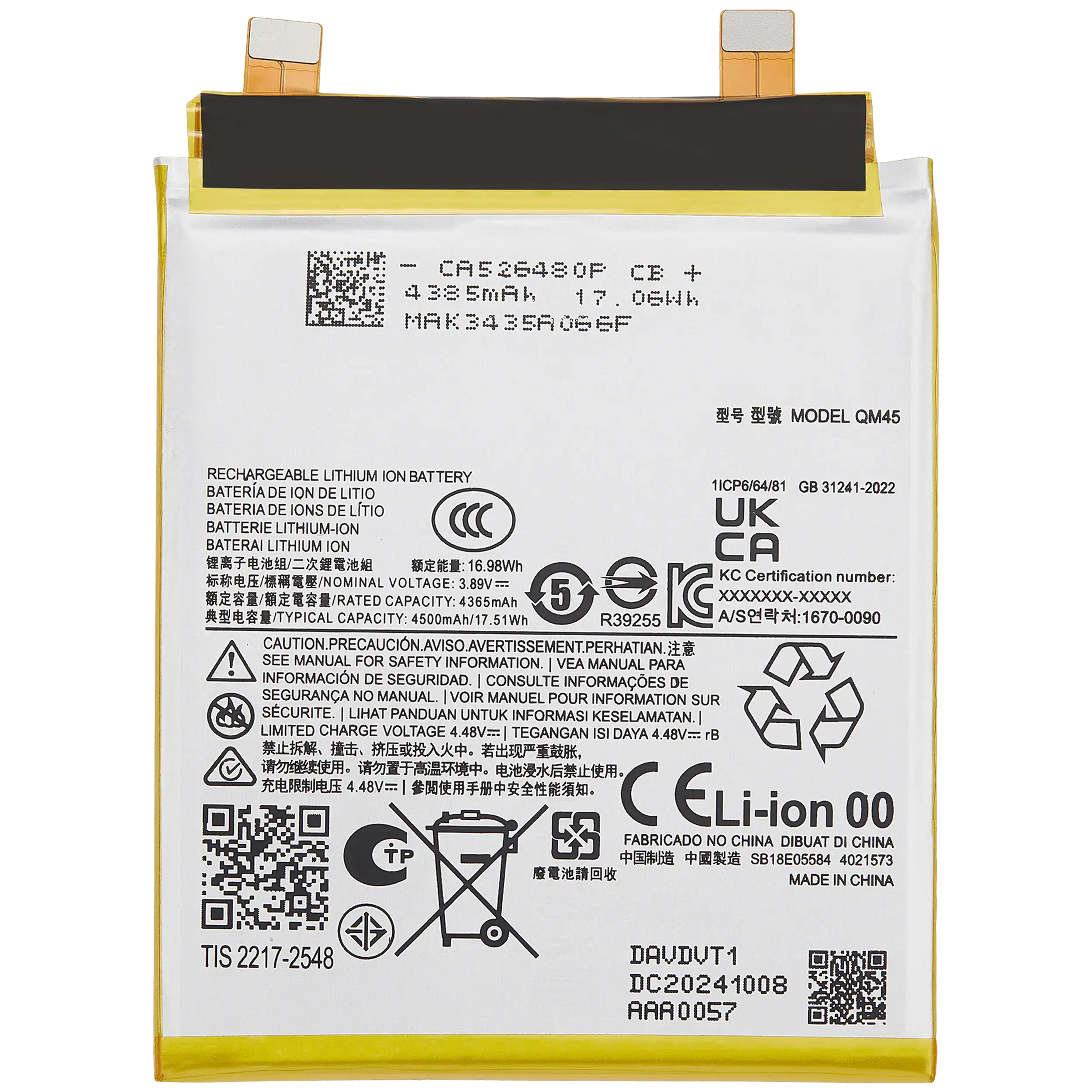 Battery For Motorola Moto Edge 50 Pro (XT2403 / 2024) (QM45) (Ground Shipping Only)
