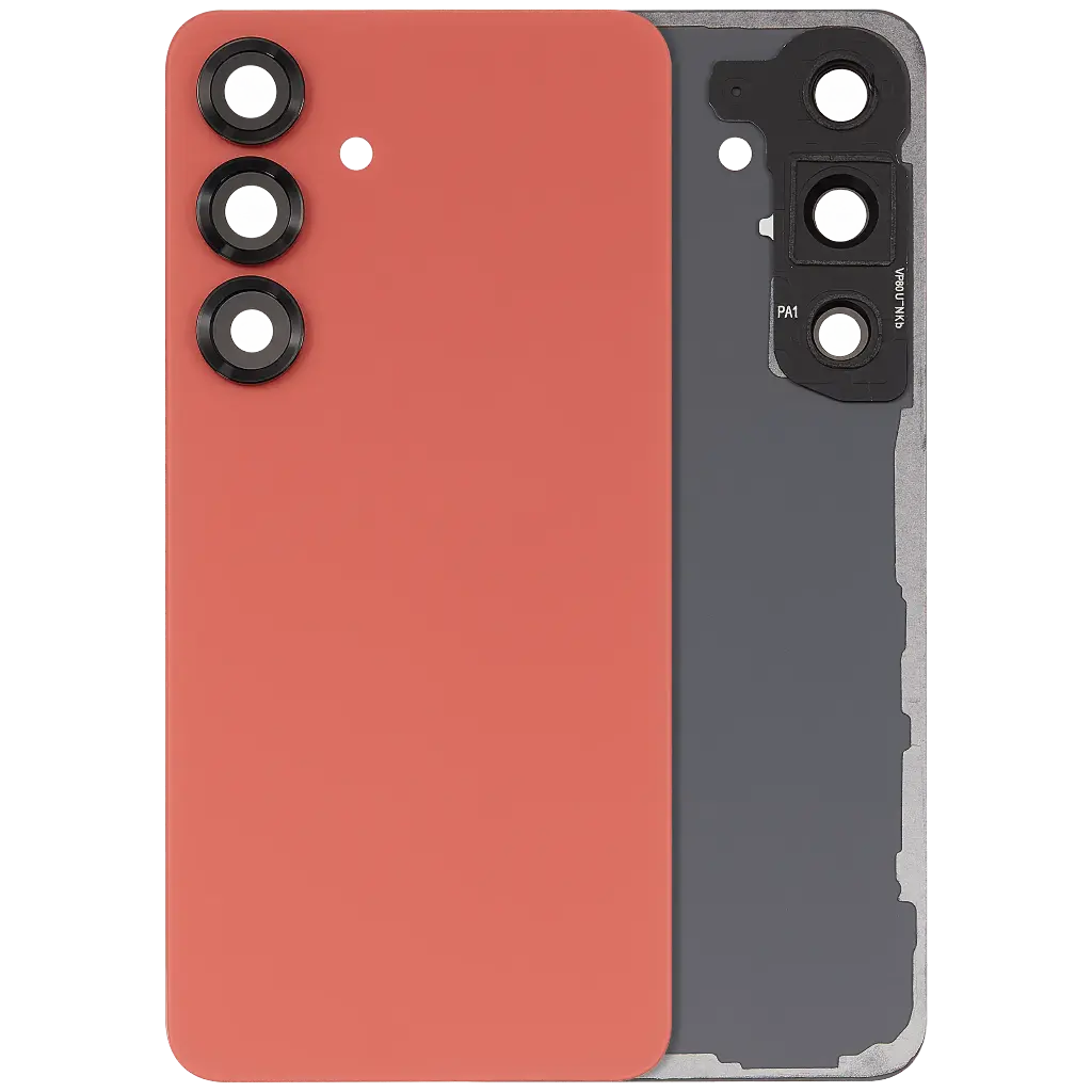 Back Cover Glass With Camera Lens For Samsung Galaxy S25 5G (No Logo) (Coral Red)