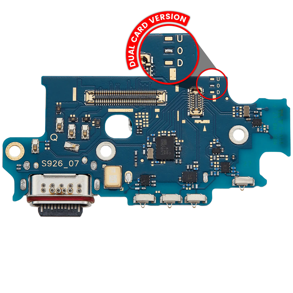 Charging Port Board With Sim Card Reader For Samsung Galaxy S24 Plus 5G (S9260) (Dual Card Version) (Premium)