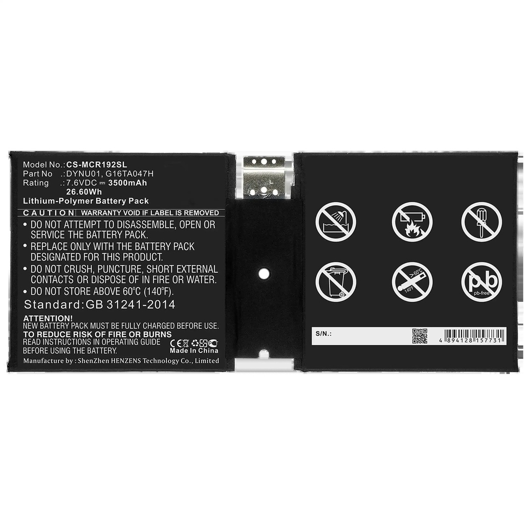 Battery For Microsoft Surface Go 2 (1901 / 1926 / 1927) (DYNU01) (Ground Shipping Only)