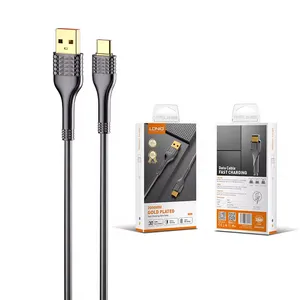 LDNIO LS691 2.4A 30W Fabric Nylon Braided Mobile Phone Fast Charging Data USB-A to USB-L Cable (3 ft) (Gray) 