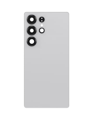 Back Cover Glass With Camera Lens and Adhesive For Samsung Galaxy S25 Ultra (No Logo) (Titanium White Silver)