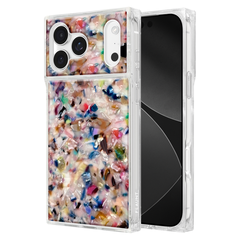 Flaunt - Square Magsafe Case For Apple Iphone 17 Pro Max - Rainbow Confetti Tortoise Shell