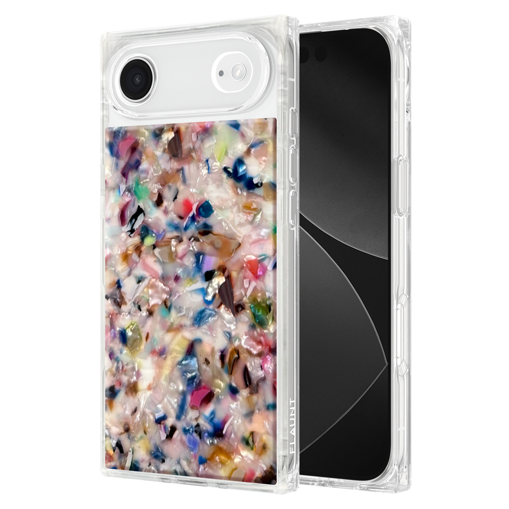 Flaunt - Square Magsafe Case For Apple Iphone Air - Rainbow Confetti Tortoise Shell