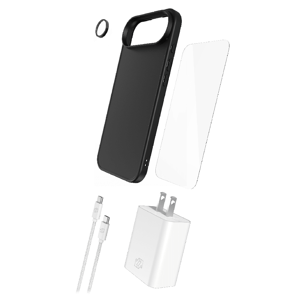 Gadget Guard - 5 In 1 Bundle Includes Magsafe Case  /   Camera Lens Protector  /   Glass Screen Protector  /   30w Charging Block  /   1.8m Cable For Apple Iphone Air - Black