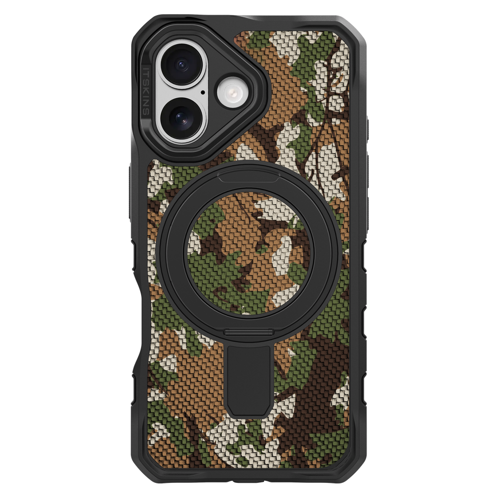 Itskins - Supremer Stand Nylon Magsafe Case For Apple Iphone 17 - Camouflage Green