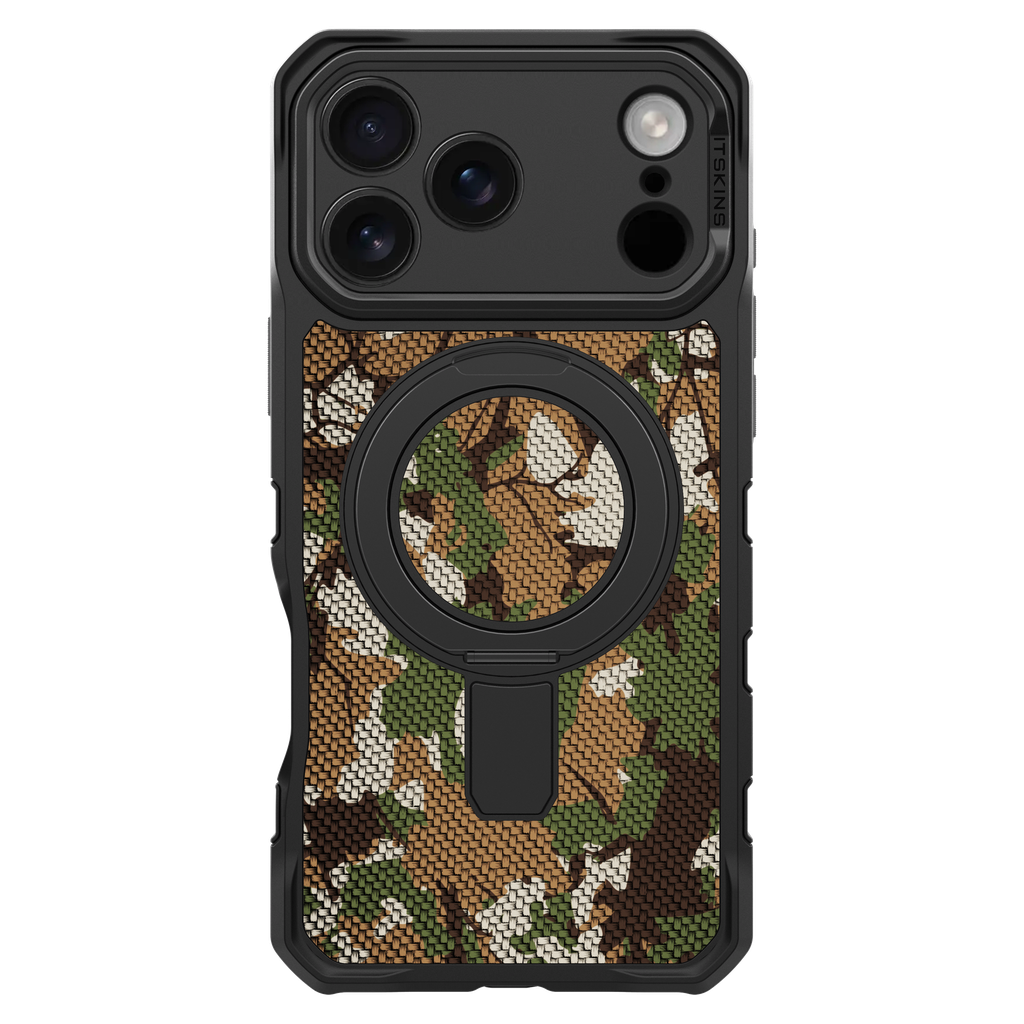 Itskins - Supremer Stand Nylon Magsafe Case For Apple Iphone 17 Pro Max - Camouflage Green