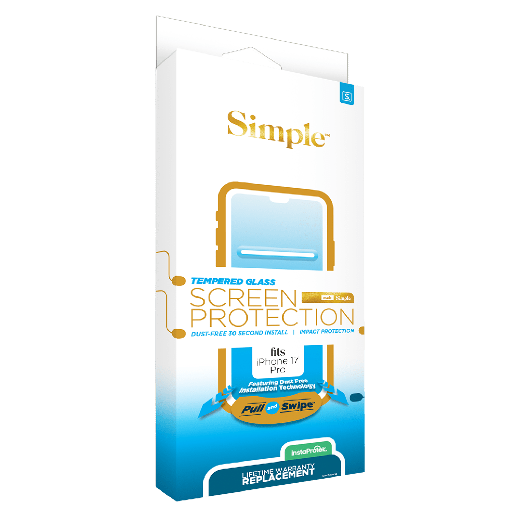 Simple - Guided Tempered Glass Screen Protector For Apple Iphone 17 Pro - Clear