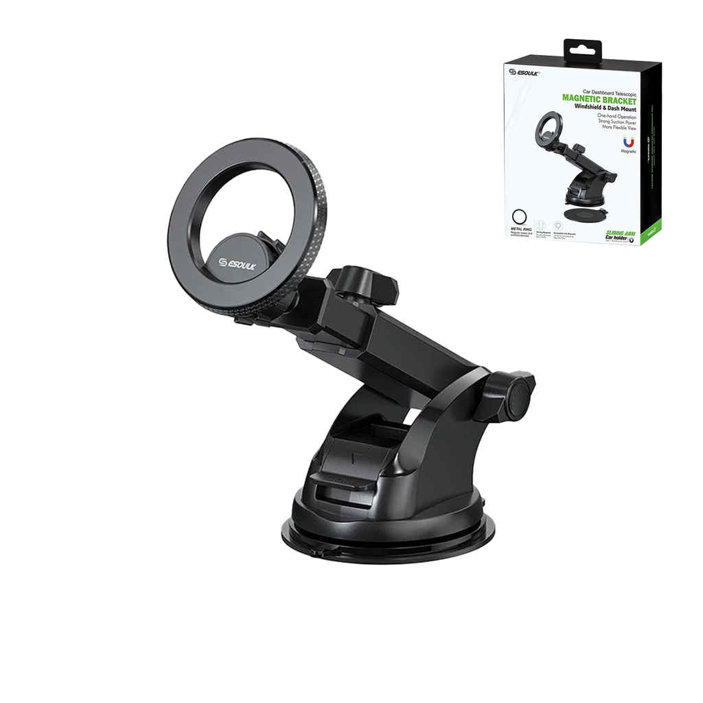 Esoulk EK3009 Magnetic Car Phone Mount Windshield & Dashboard Holder (Black)
