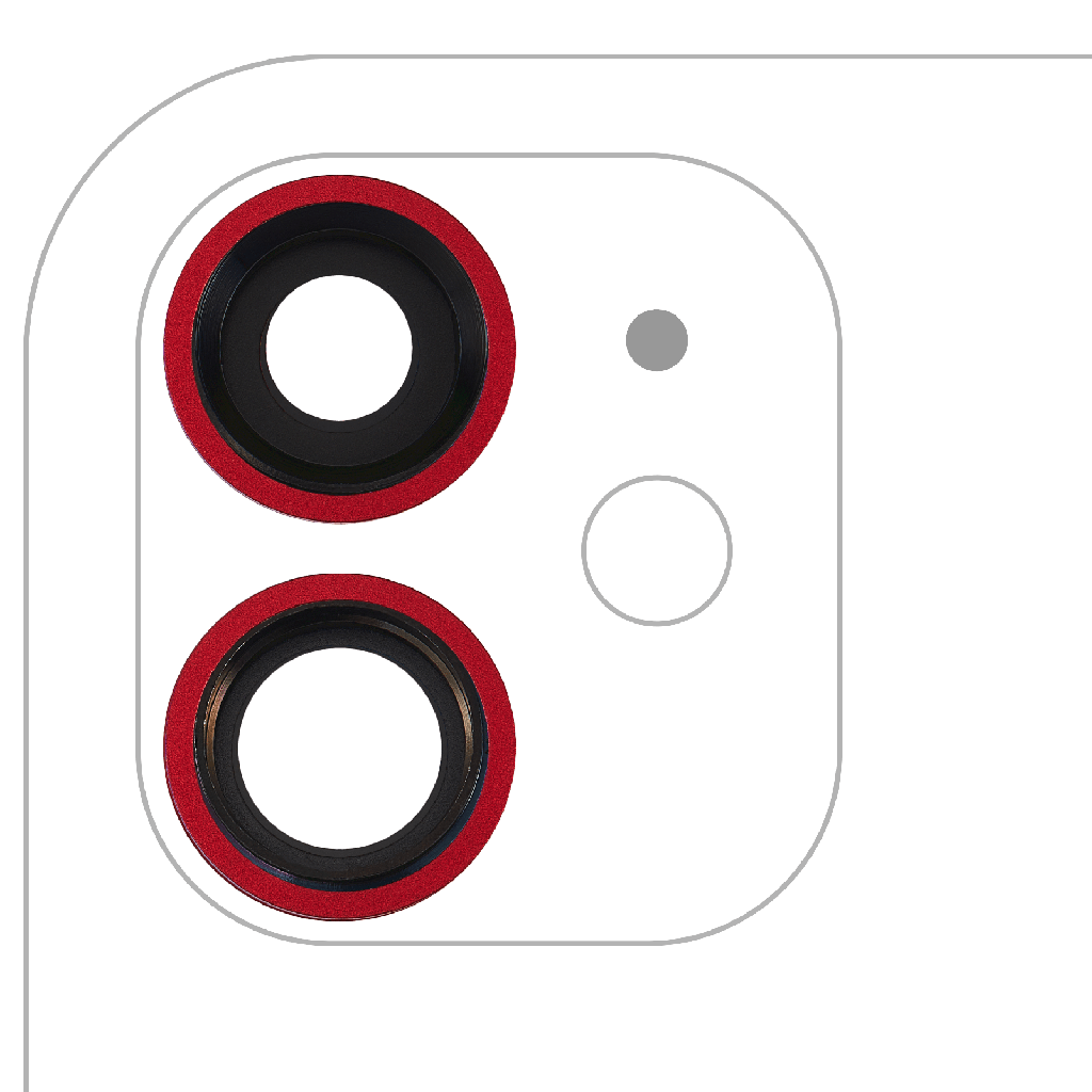 Back Camera Lens With Bracket / Bezel For iPhone 11 ( 2 Piece) (Real Sapphire / Premium) (Red)