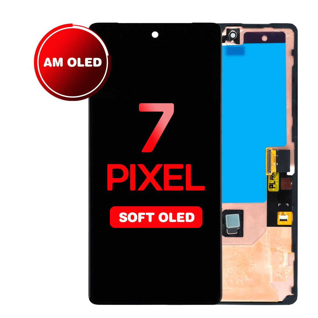 OLED Assembly for Google Pixel 7 with frame - without fingerprint sensor - Black (Aftermarket OLED)