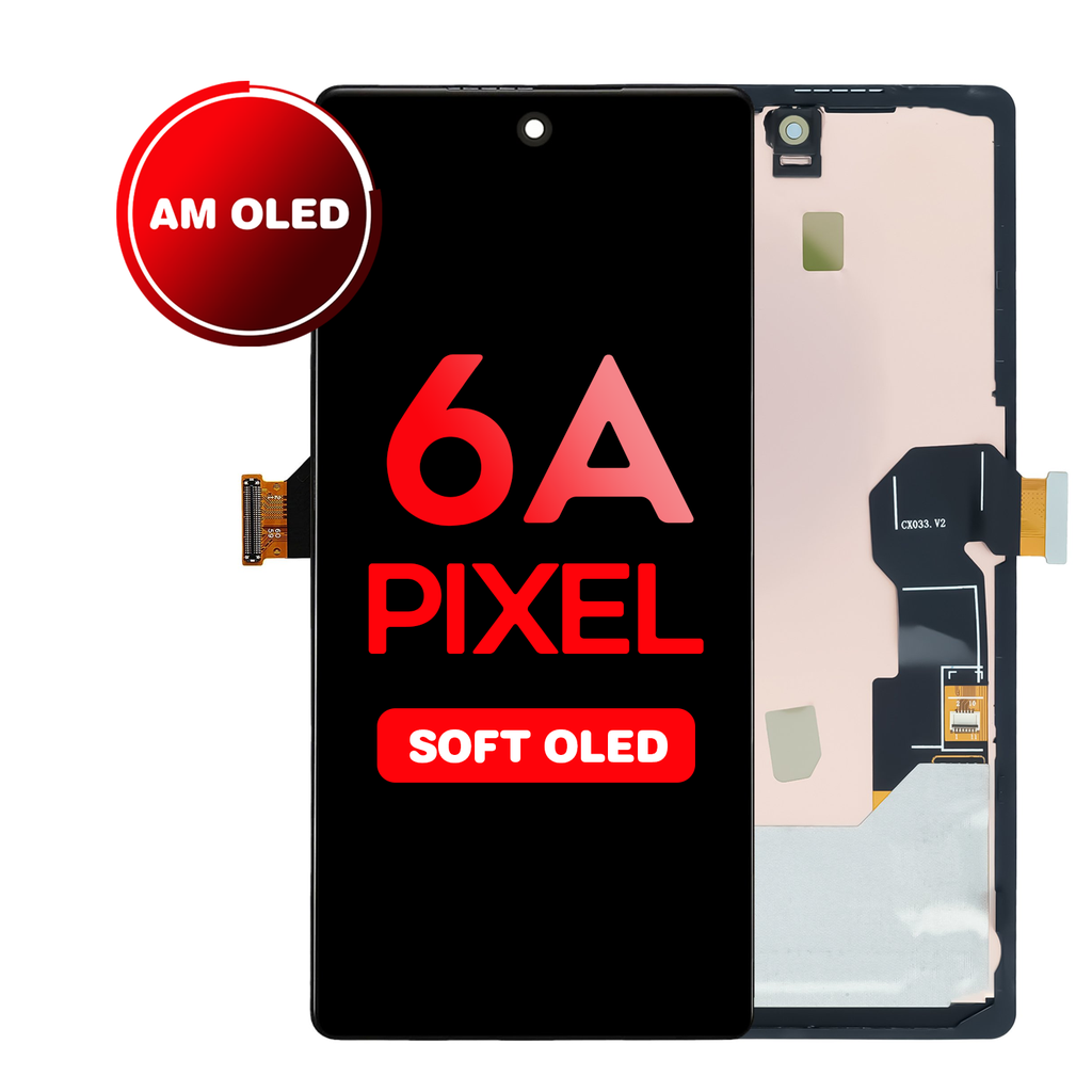 OLED Assembly for Google Pixel 6A with frame - without fingerprint sensor - Black (Aftermarket OLED)