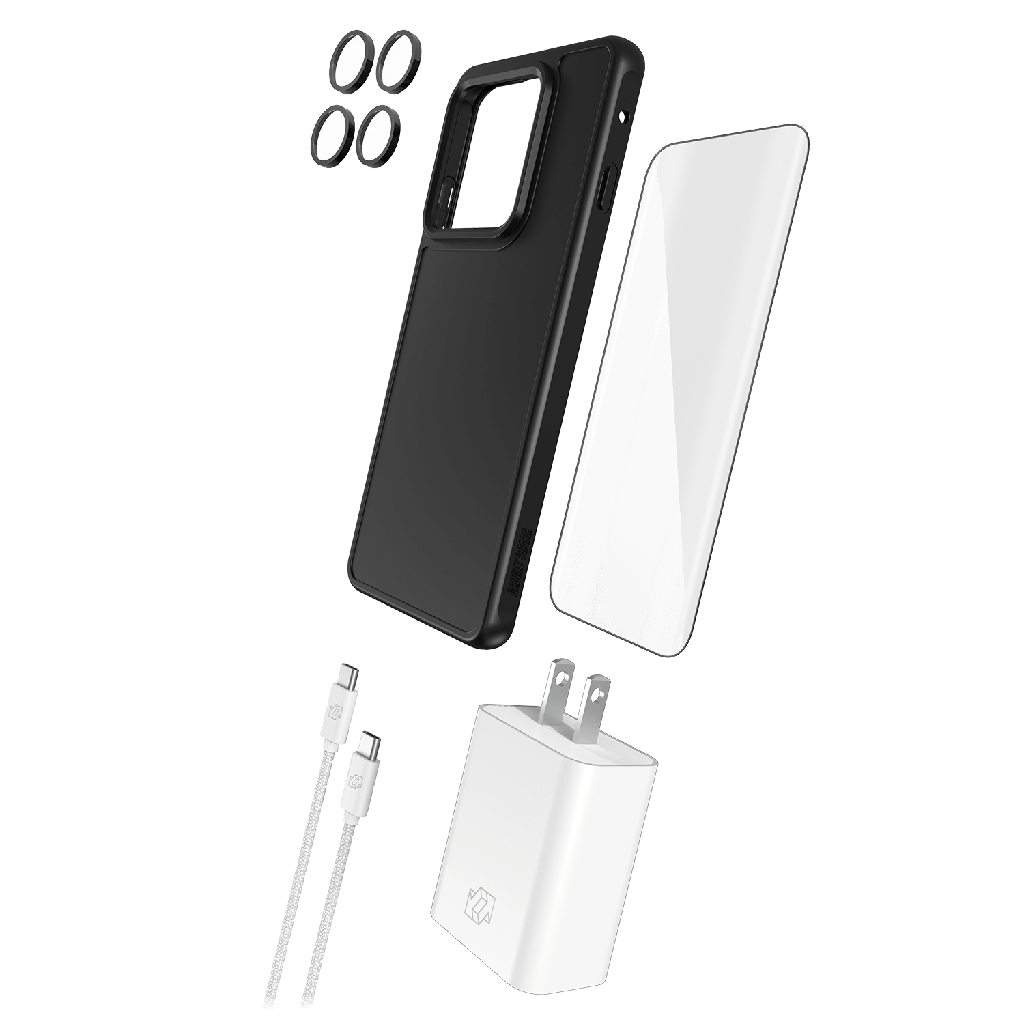 Gadget Guard - 5 In 1 Bundle Includes Case With Magnet /  Camera Lens Protector /  Ultrashock Curved Screen Protector /  30w Charging Block /  6ft Cable For Motorola Moto Edge 2025 - Black