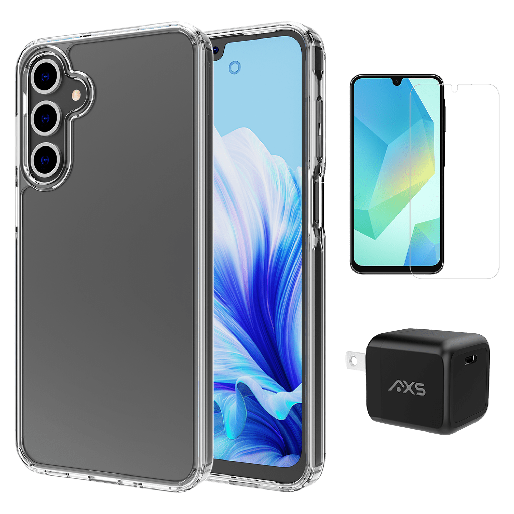 Axs - Starter Kit Includes Ultra Clear Case Screen Protector And 30w Charger For Samsung Galaxy A16 5g - Clear