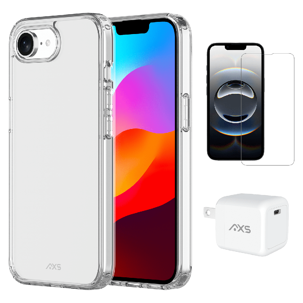 Axs - Starter Kit Includes Ultra Clear Magsafe Case Screen Protector And 30w Charger For Apple Iphone 16e  /  Iphone 17e - Clear