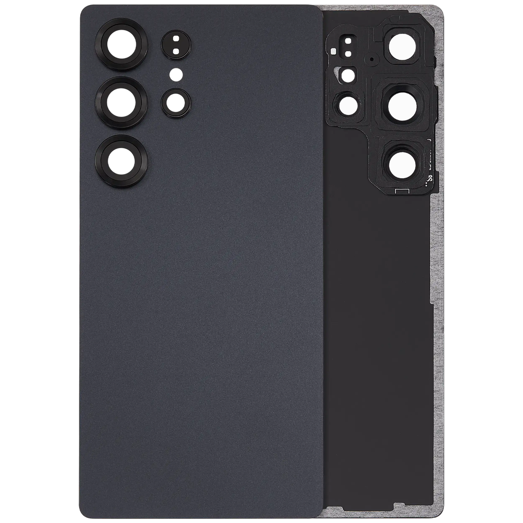 Back Cover Glass With Camera Lens For Samsung Galaxy S25 Ultra 5G (No Logo) (Aftermarket Plus) (Titanium Jet Black)