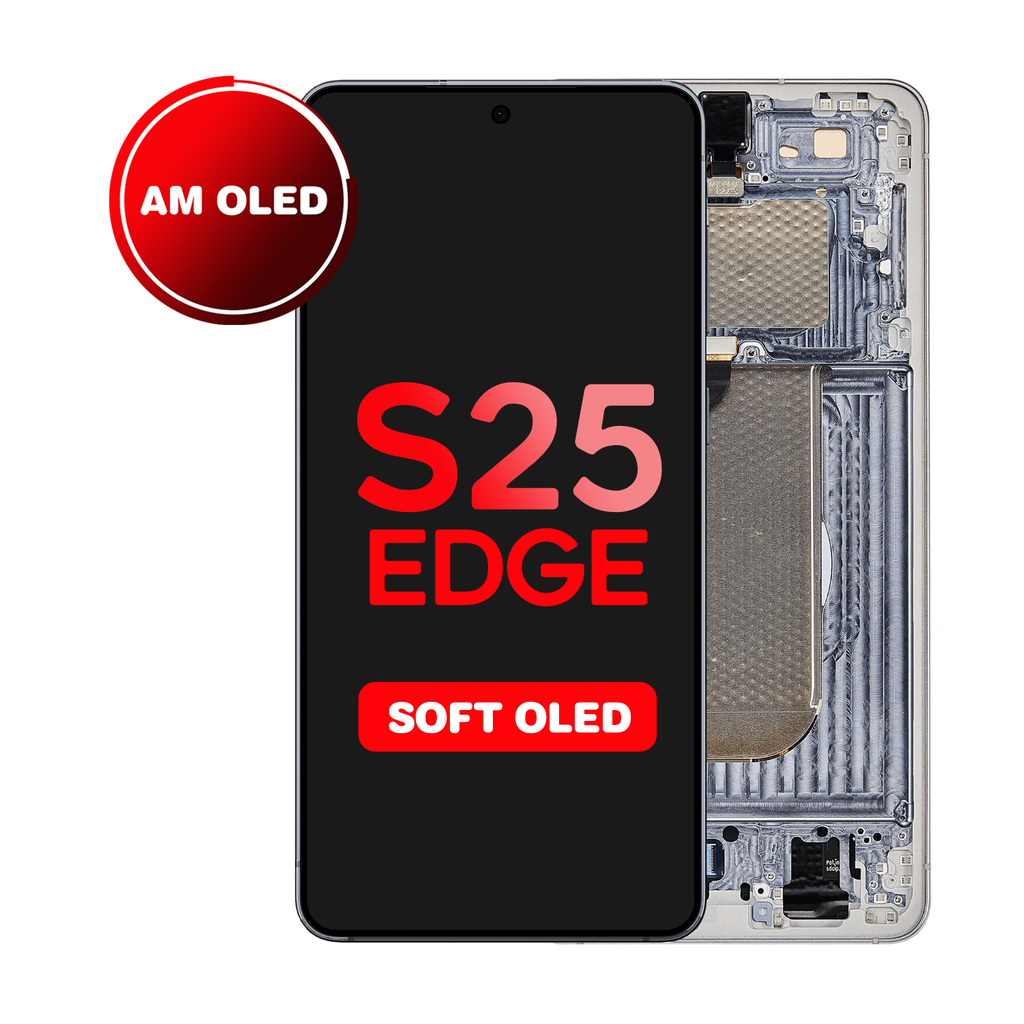 OLED Assembly for Samsung Galaxy S25 Edge (S937) with Frame (Titanium Silver) (Aftermarket OLED)