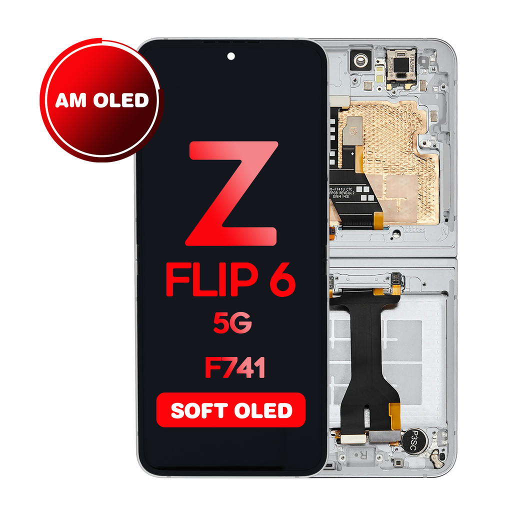 OLED Assembly (Inner) for Samsung Galaxy Z Flip 6 5G (F741) With Frame - White (Aftermarket - OLED)