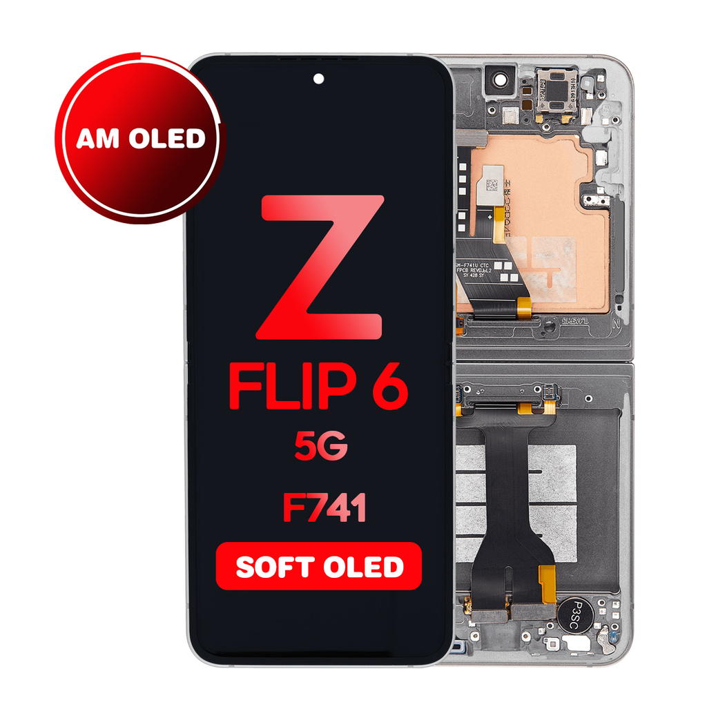 OLED Assembly (Inner) for Samsung Galaxy Z Flip 6 5G (F741) With Frame - Silver Shadow (Aftermarket - OLED)