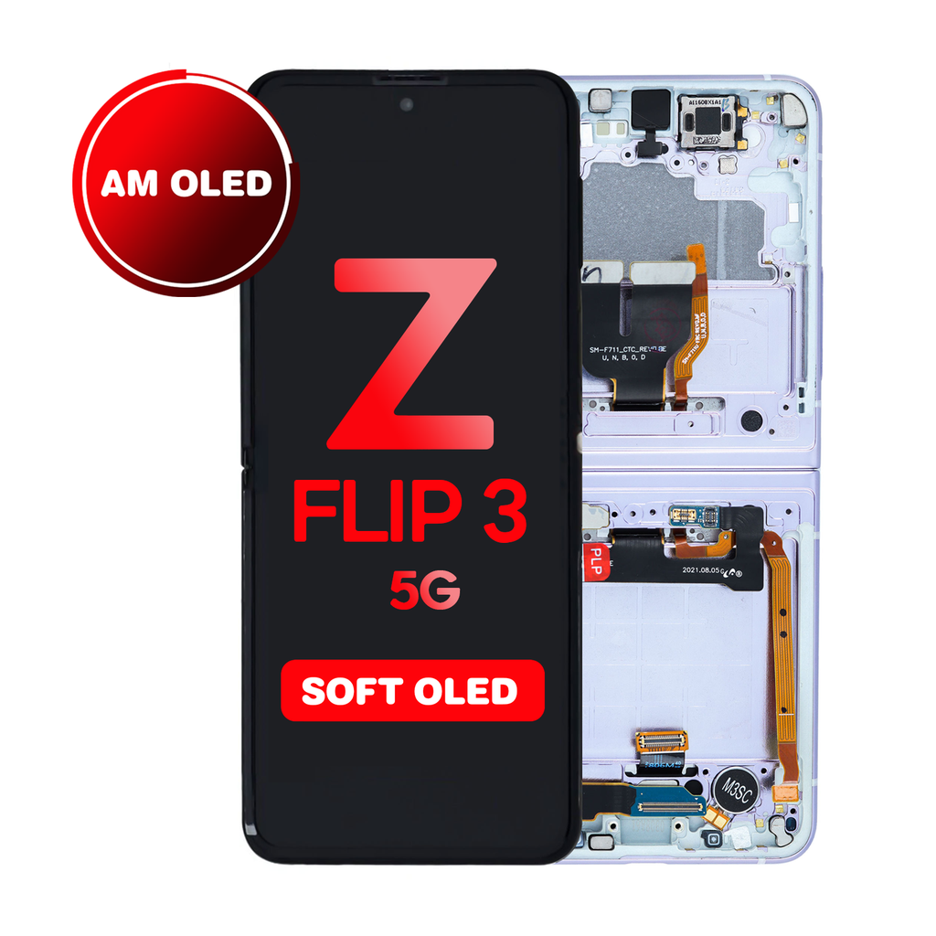 OLED Assembly (Inner) for Samsung Galaxy Z Flip 3 5G (F711) With Frame - Lavender (Aftermarket - OLED)