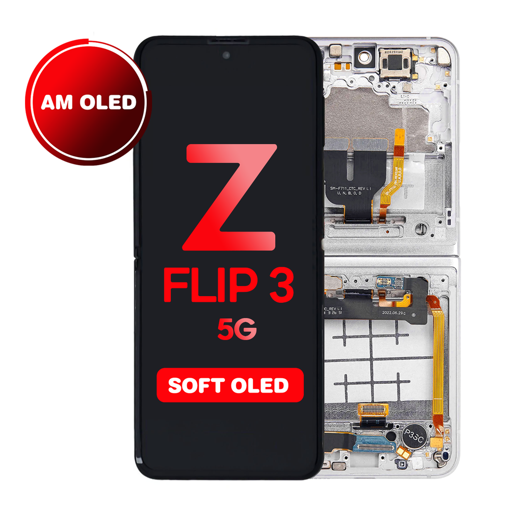 OLED Assembly (Inner) for Samsung Galaxy Z Flip 3 5G (F711) With Frame - Cream (Aftermarket - OLED)
