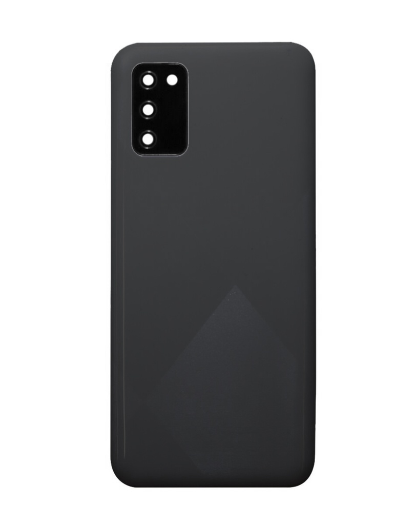 Back Cover Glass With Camera Lens And Adhesive For Samsung Galaxy A02S (A025 / 2020) (No Logo) (Black)