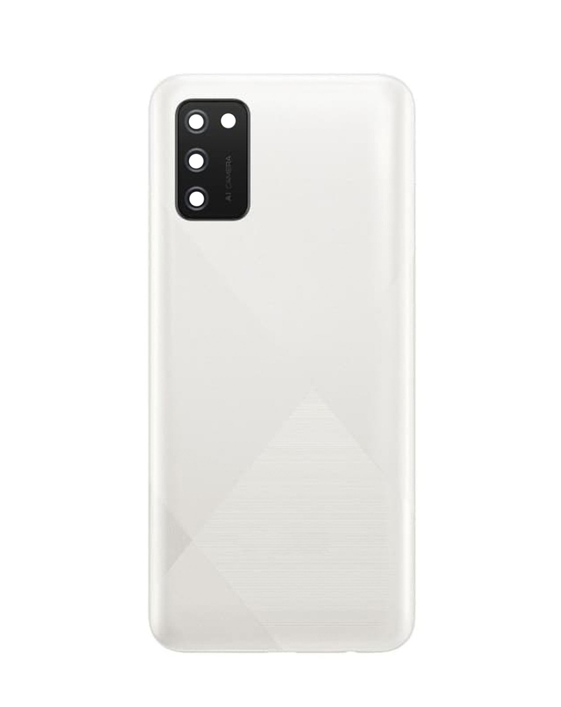 Back Cover Glass With Camera Lens And Adhesive For Samsung Galaxy A02S (A025U / 2020) (No Logo) (White)