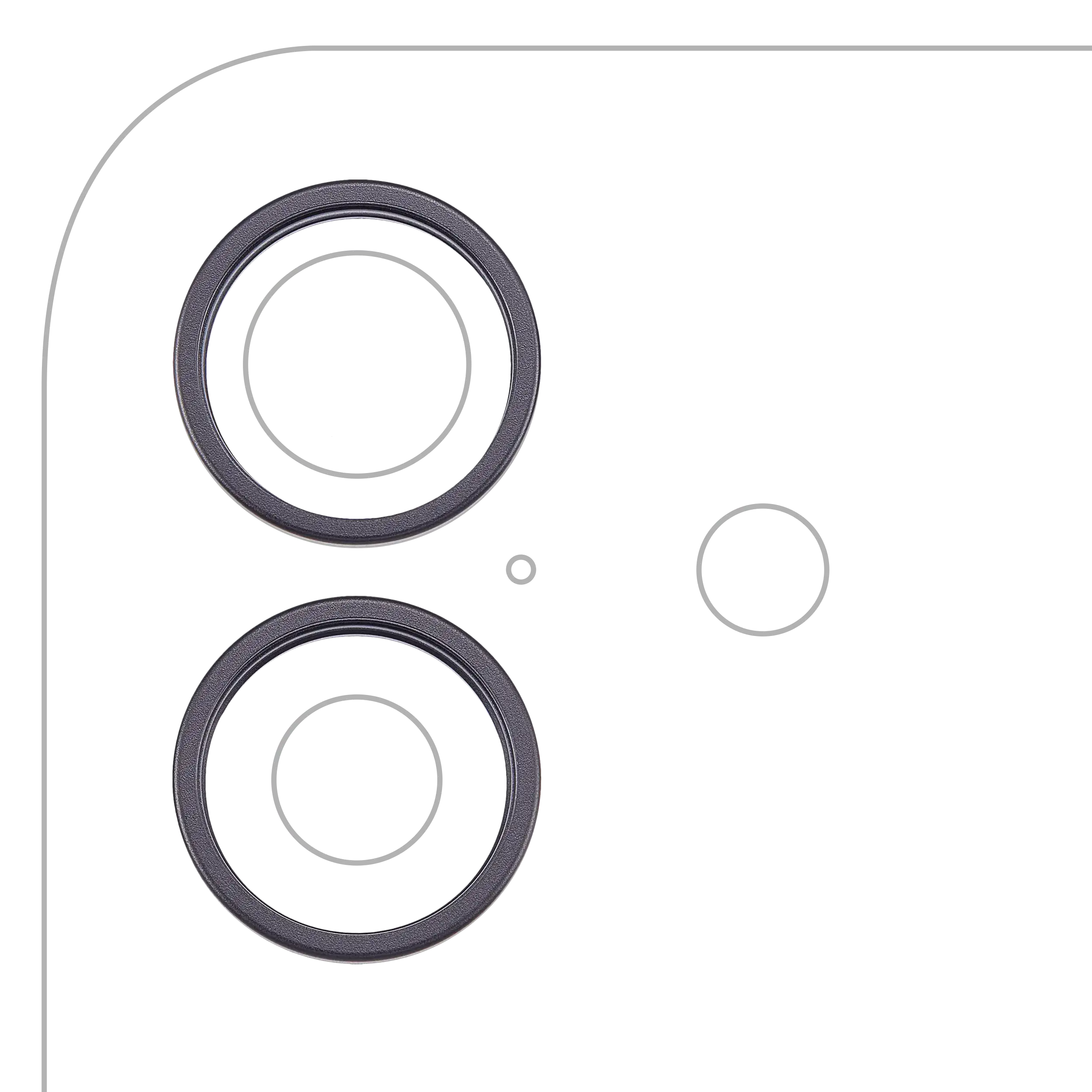 Back Camera Bezel Ring Only For iPhone 17 (2 Piece Set) (Black) (Premium)