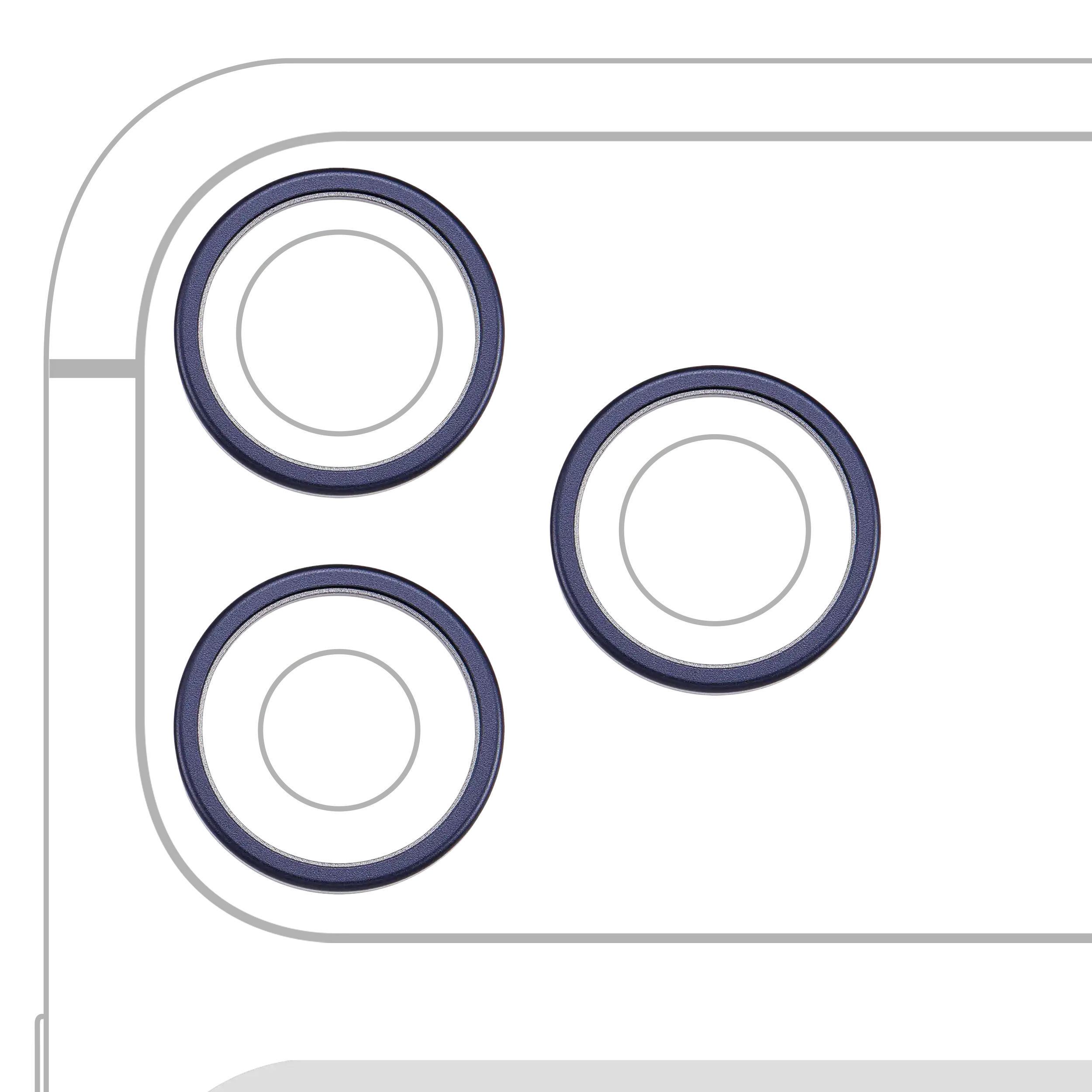 Back Camera Bezel Ring Only For iPhone 17 Pro / 17 Pro Max (3 Piece Set) (Deep Blue) (Premium)