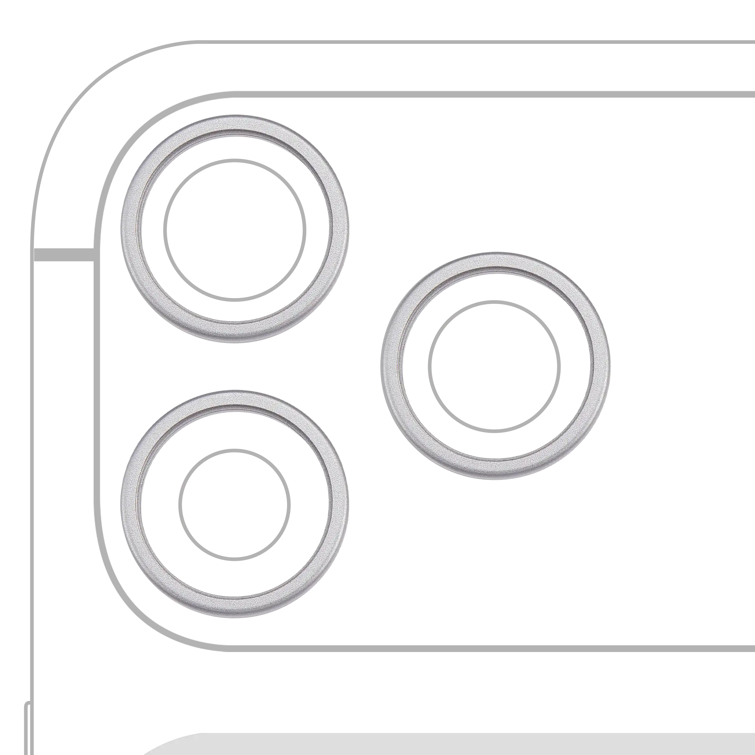 [SP-I17PM-BCBR-3S-SLV] Back Camera Bezel Ring Only For iPhone 17 Pro / 17 Pro Max (3 Piece Set) (Silver) (Premium)