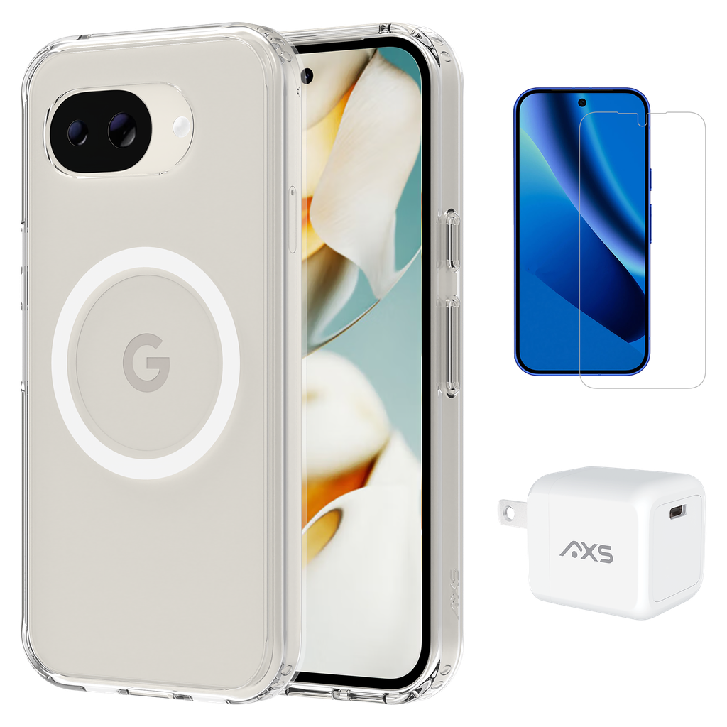 Axs - Starter Kit Includes Ultra Clear Case Screen Protector And 30w Charger For Google Pixel 10a - Clear