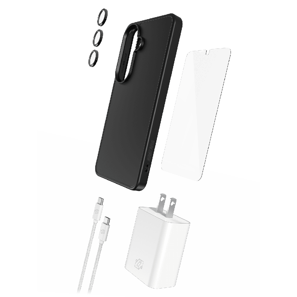 Gadget Guard - 5 In 1 Bundle Includes Case  /   Camera Lens Protector  /   Glass Screen Protector  /   30w Charging Block  /   1.8m Cable For Samsung Galaxy S26 - Black