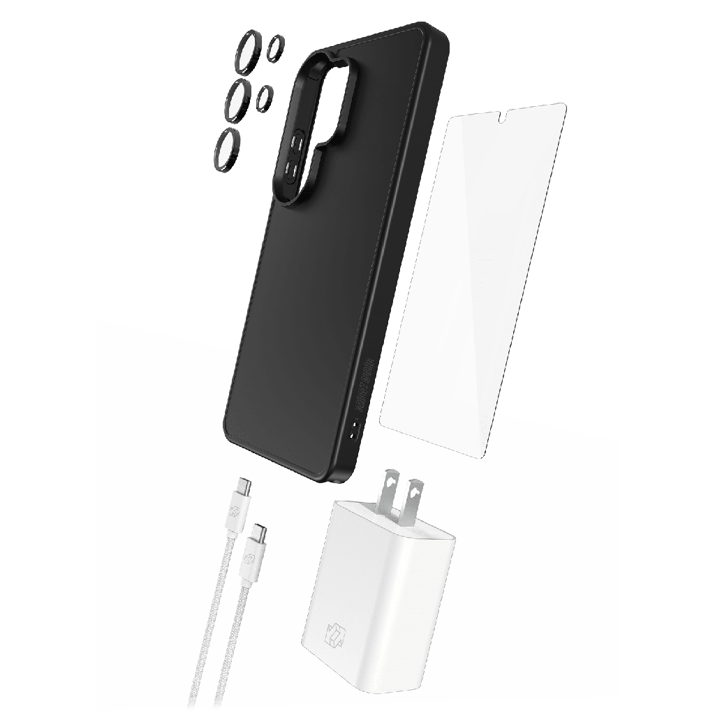 Gadget Guard - 5 In 1 Bundle Includes Case  /   Camera Lens Protector  /   Glass Screen Protector  /   30w Charging Block  /   1.8m Cable For Samsung Galaxy S26 Ultra - Black