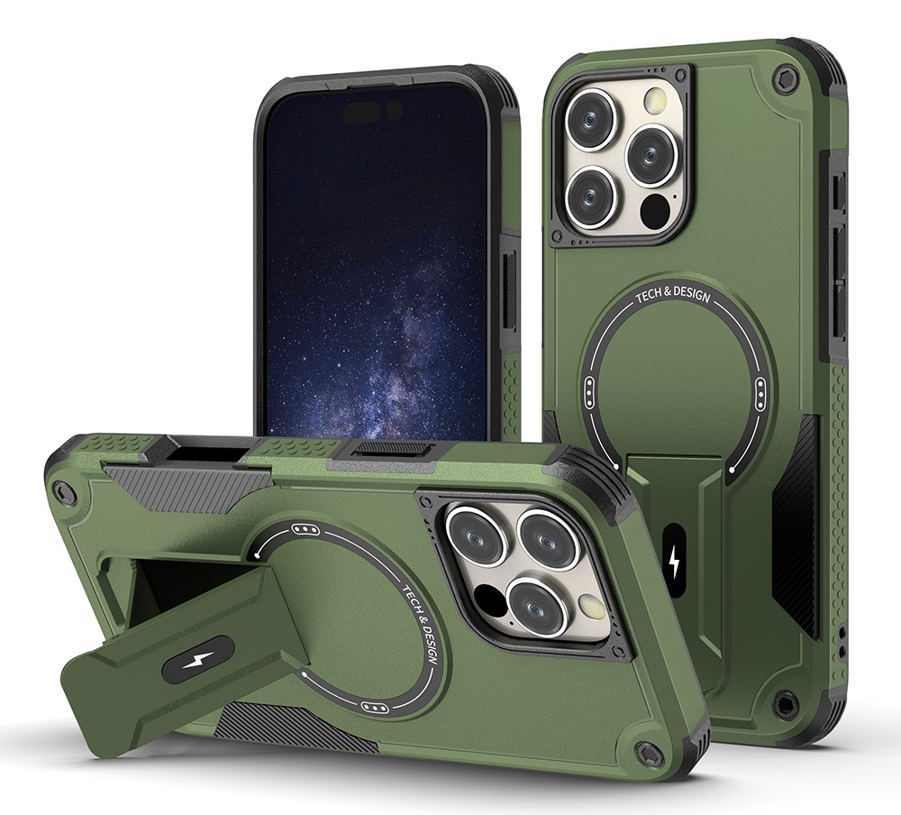 Shockproof Stand Case with Magsafe for iPhone 14 Pro - Army Green