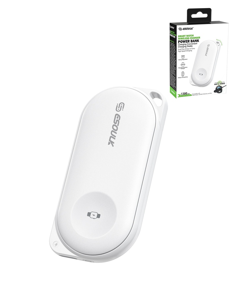 Esoulk EK4008 1200 mAh Smart Watch Wireless Charging Power Bank (White) (Ground Shipping Only)