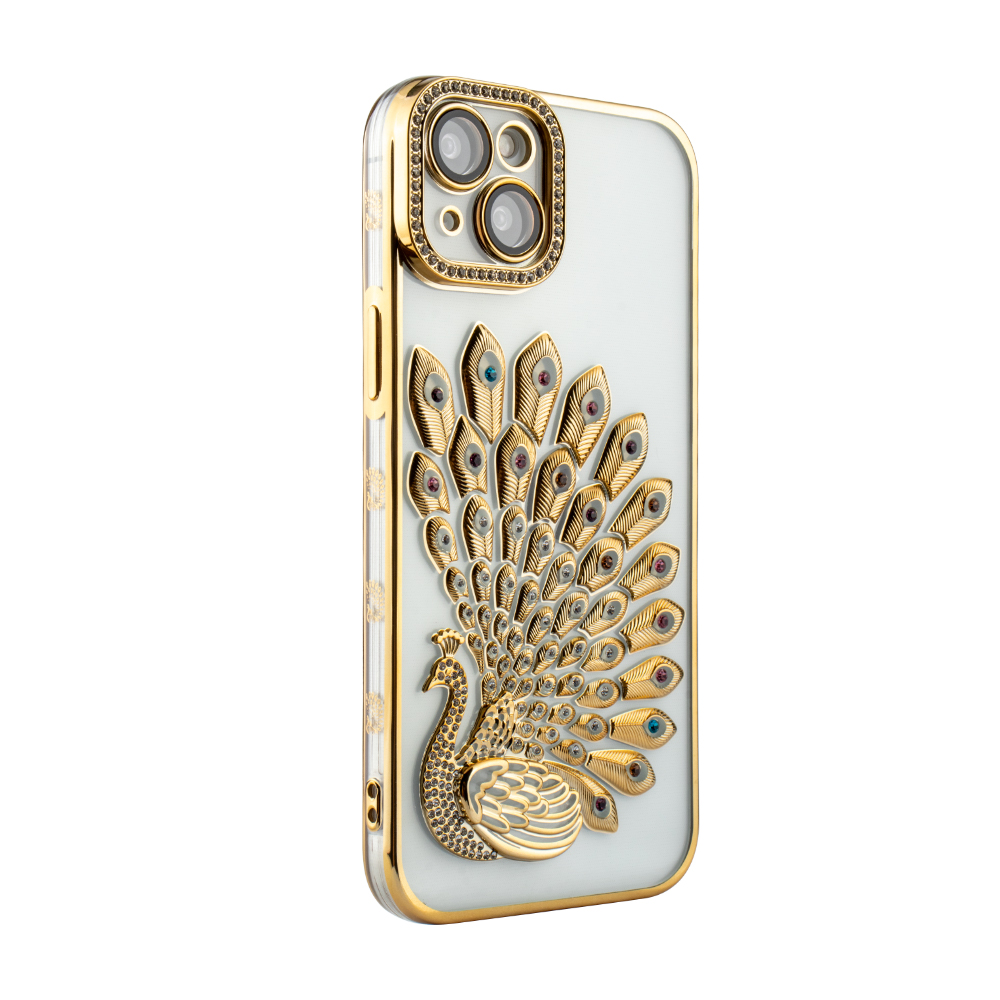 Crystal Plume Case for iPhone 15 - Gold