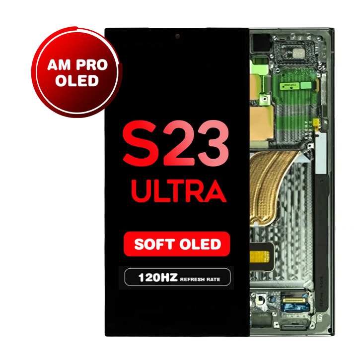 OLED Assembly for Samsung Galaxy S23 Ultra (S918) with Frame - Green (Aftermarket Pro - Soft OLED / 120Hz) (US Version)