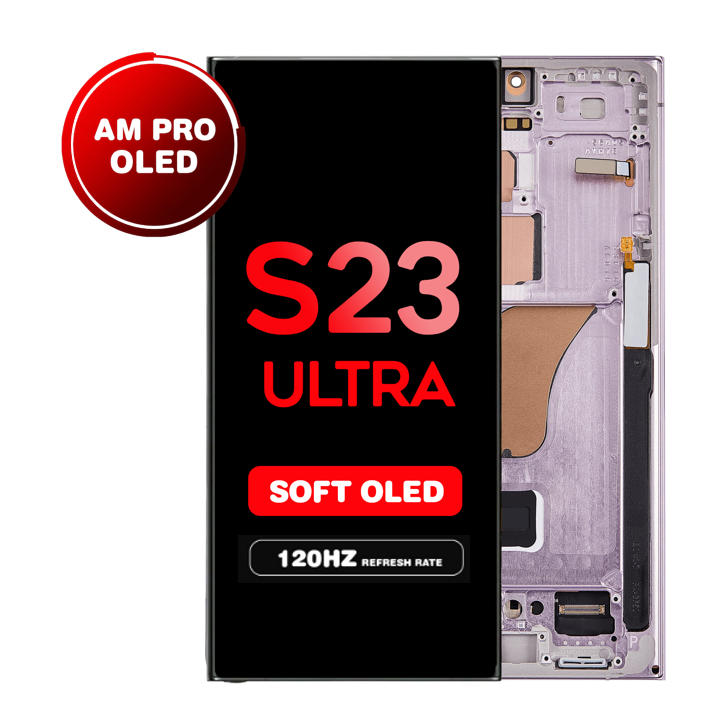 OLED Assembly for Samsung Galaxy S23 Ultra (S918) with Frame - Lavender (Aftermarket Pro - Soft OLED / 120Hz) (US Version)