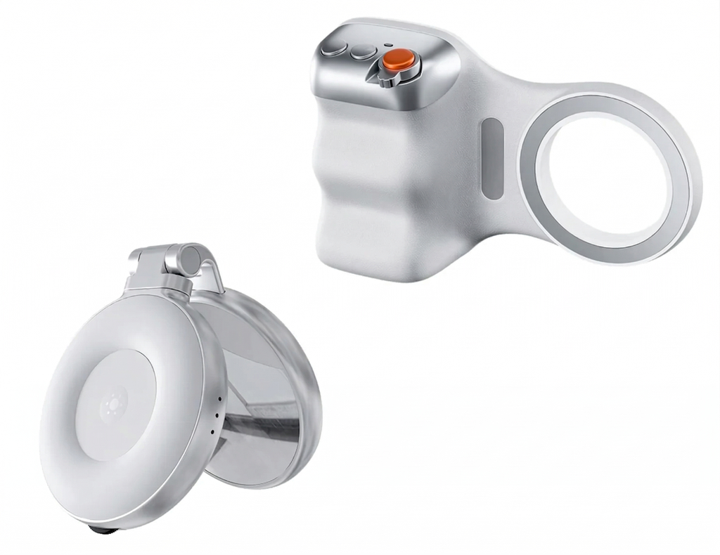 Magnetic Phone Camera Grip with LED Light & Bluetooth Shutter (White)