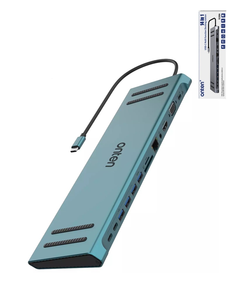 Onten 9199A 14 in 1 USB-C Multifunctional Dock Station (Green)