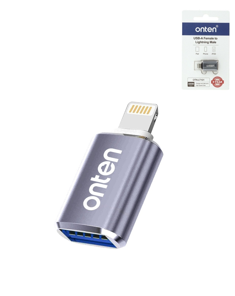 Onten LT101 USB-A to USB-L Non-MFI Converter (Black)