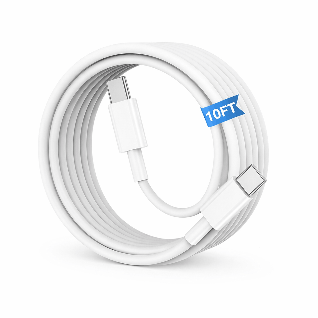 USB-C to USB-C Cable (10 ft) (White)